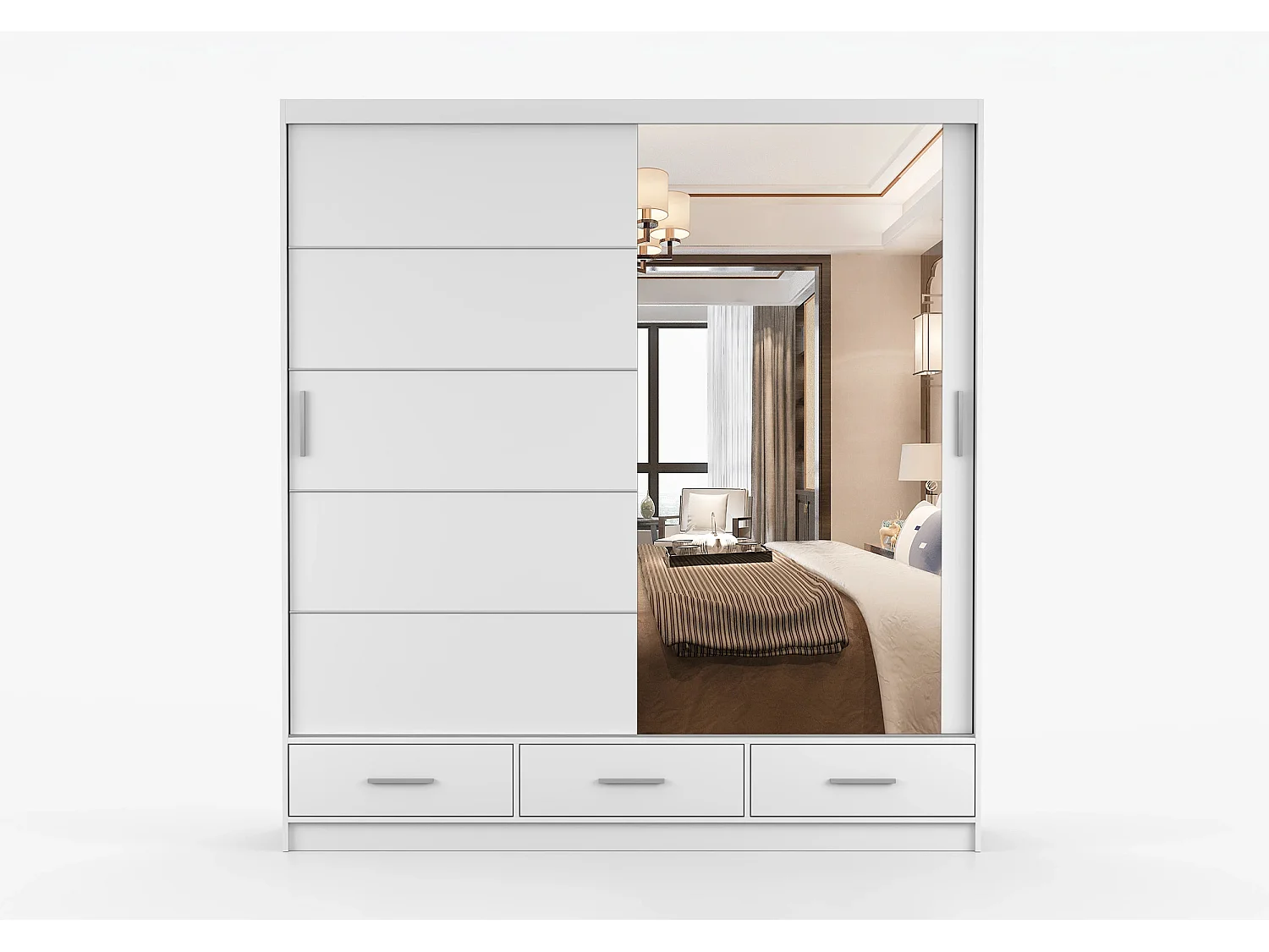 Armoire Solian 203 cm avec miroir - Blanc