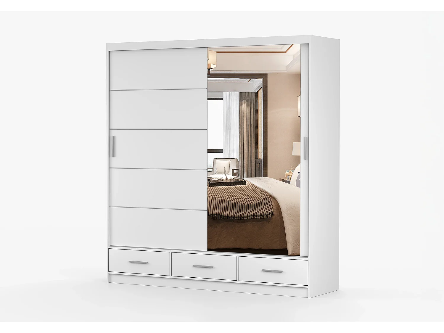 Armoire Solian 203 cm avec miroir - Blanc