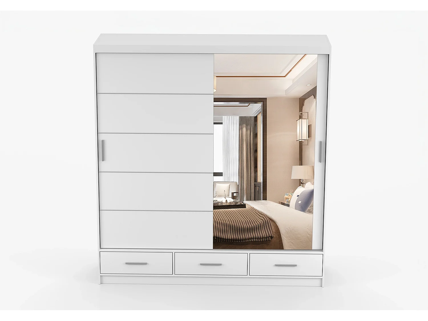 Armoire Solian 203 cm avec miroir - Blanc