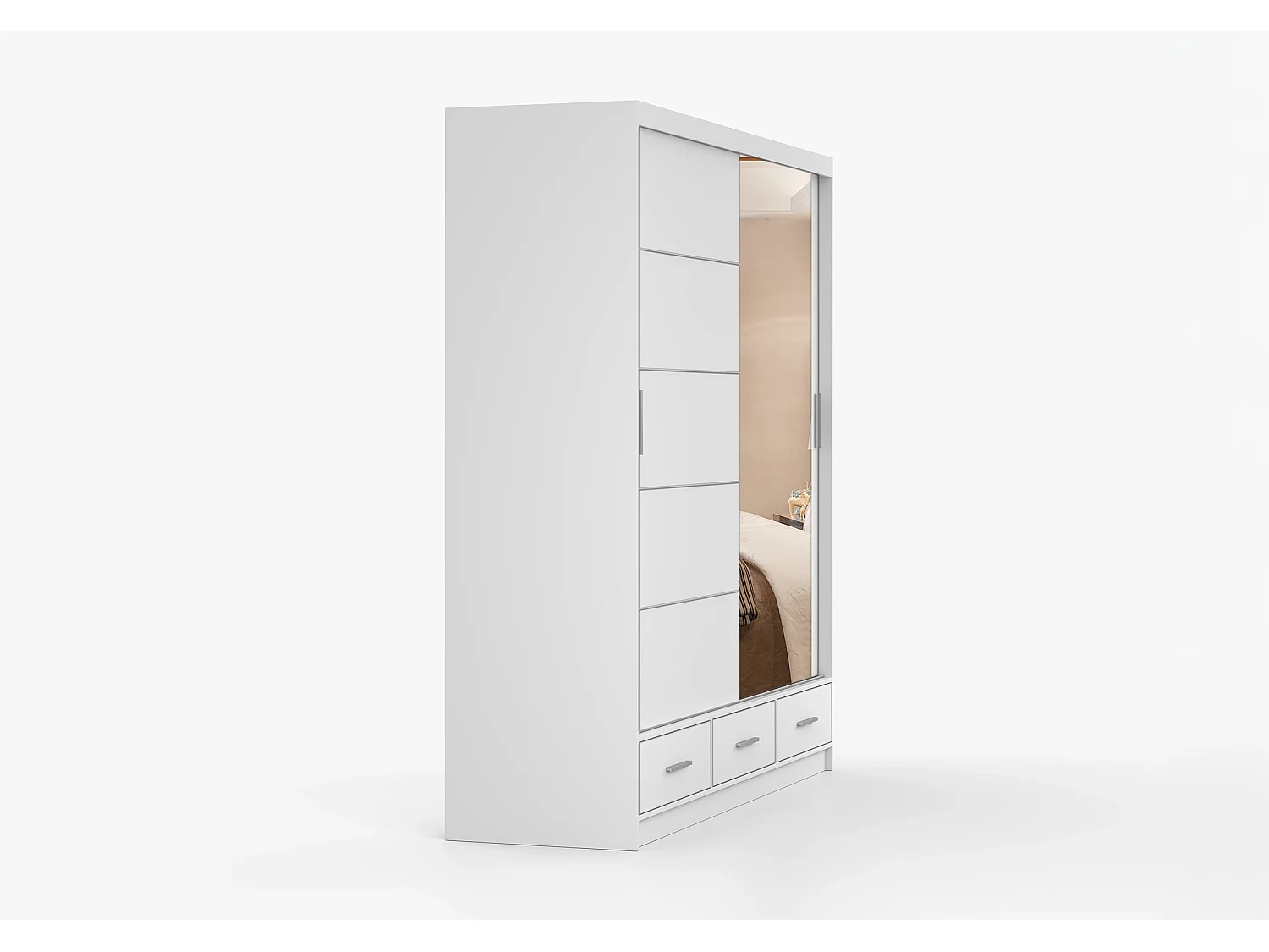 Armoire Solian 203 cm avec miroir - Blanc