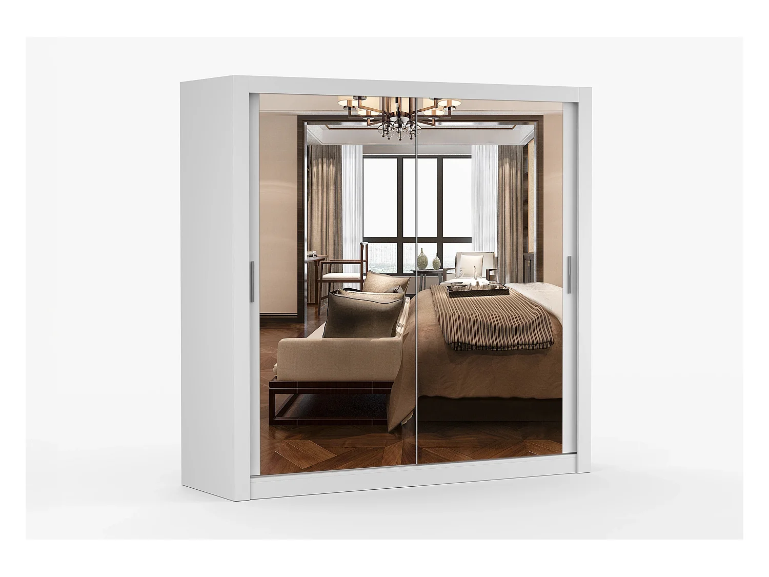 Armoire Maer 203 cm avec miroir - Blanc