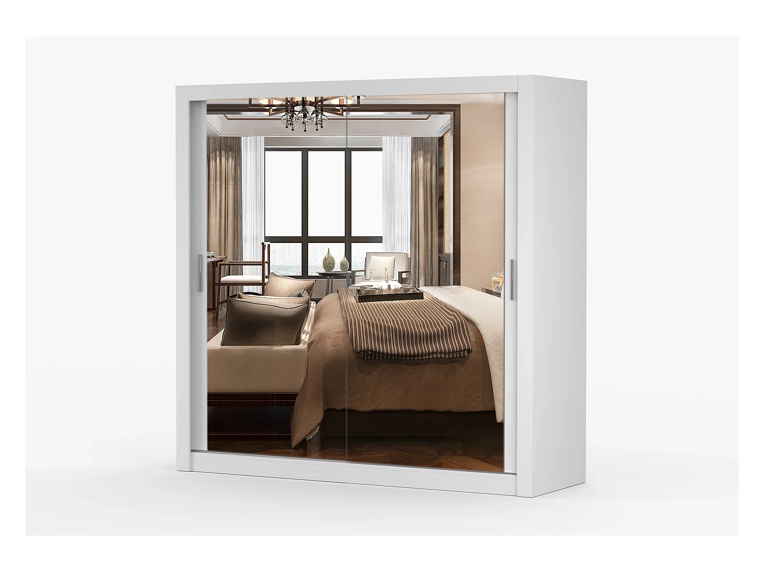 Armoire Maer 203 cm avec miroir - Blanc