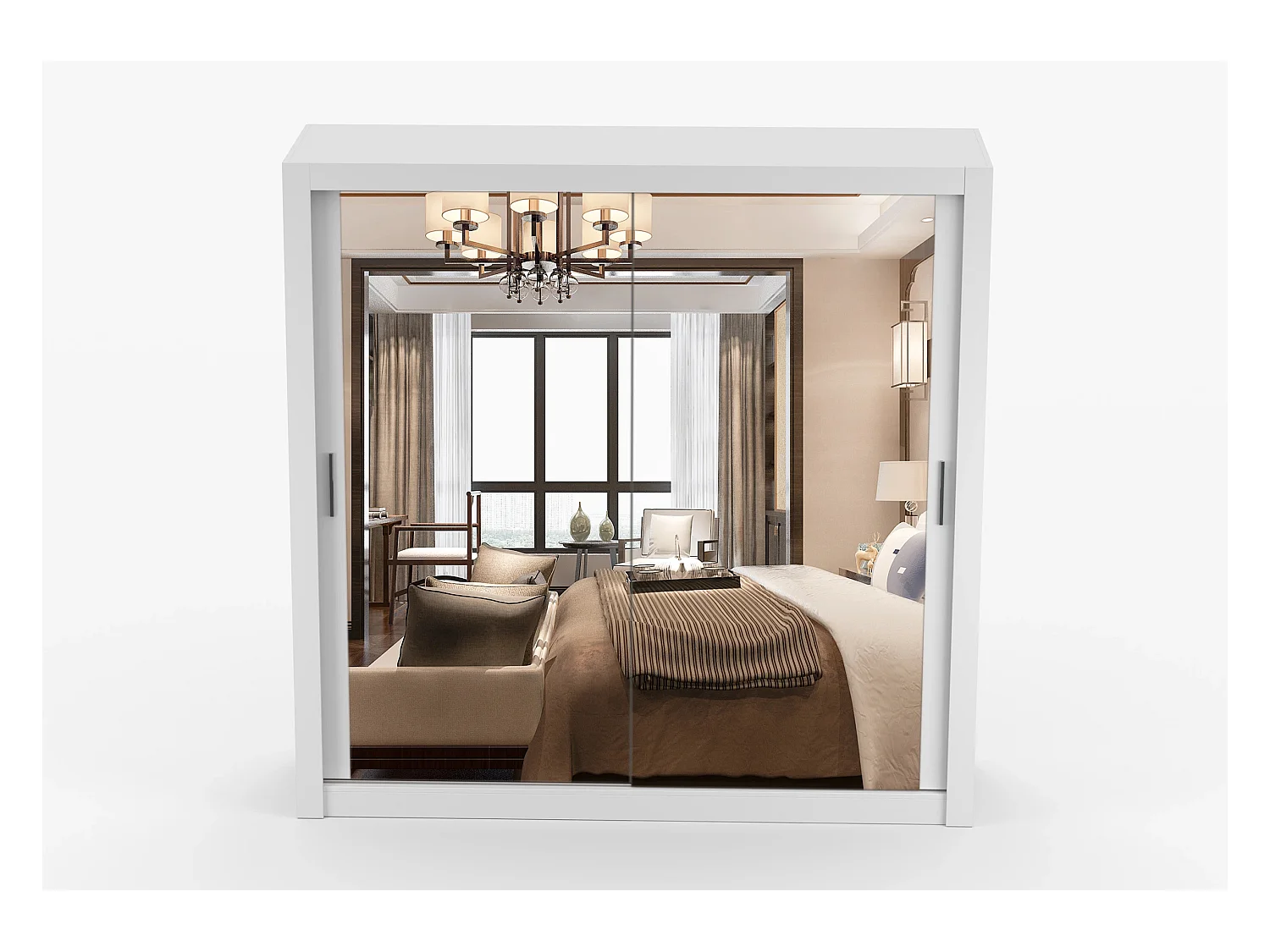 Armoire Maer 203 cm avec miroir - Blanc