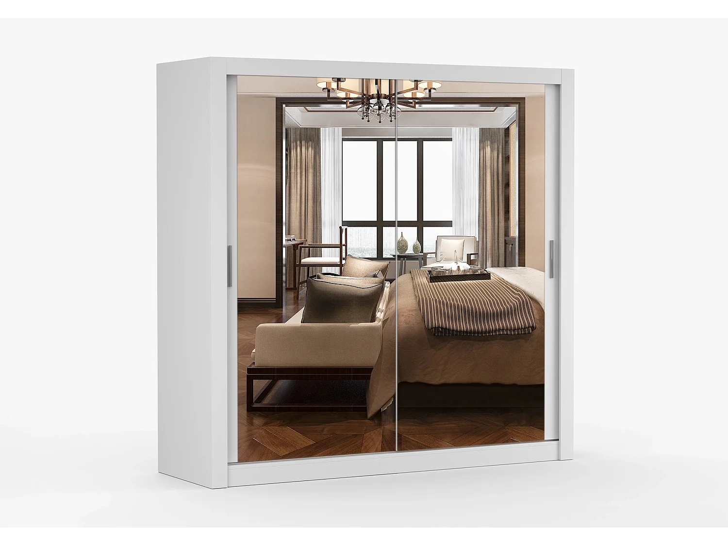 Armoire Maer 203 cm avec miroir - Blanc
