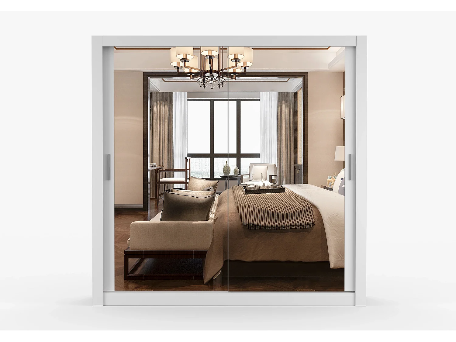 Armoire Maer 203 cm avec miroir - Blanc