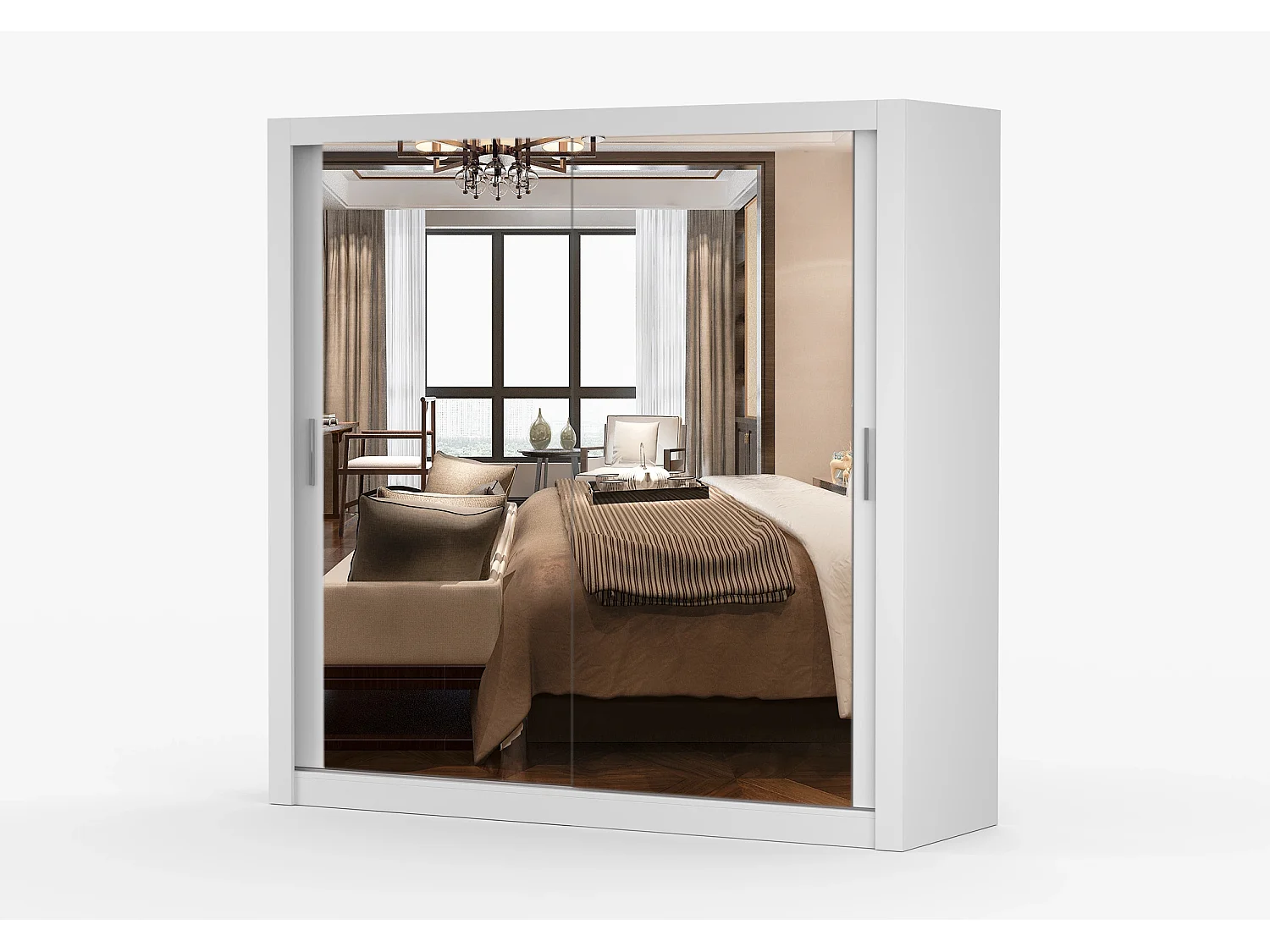 Armoire Maer 203 cm avec miroir - Blanc