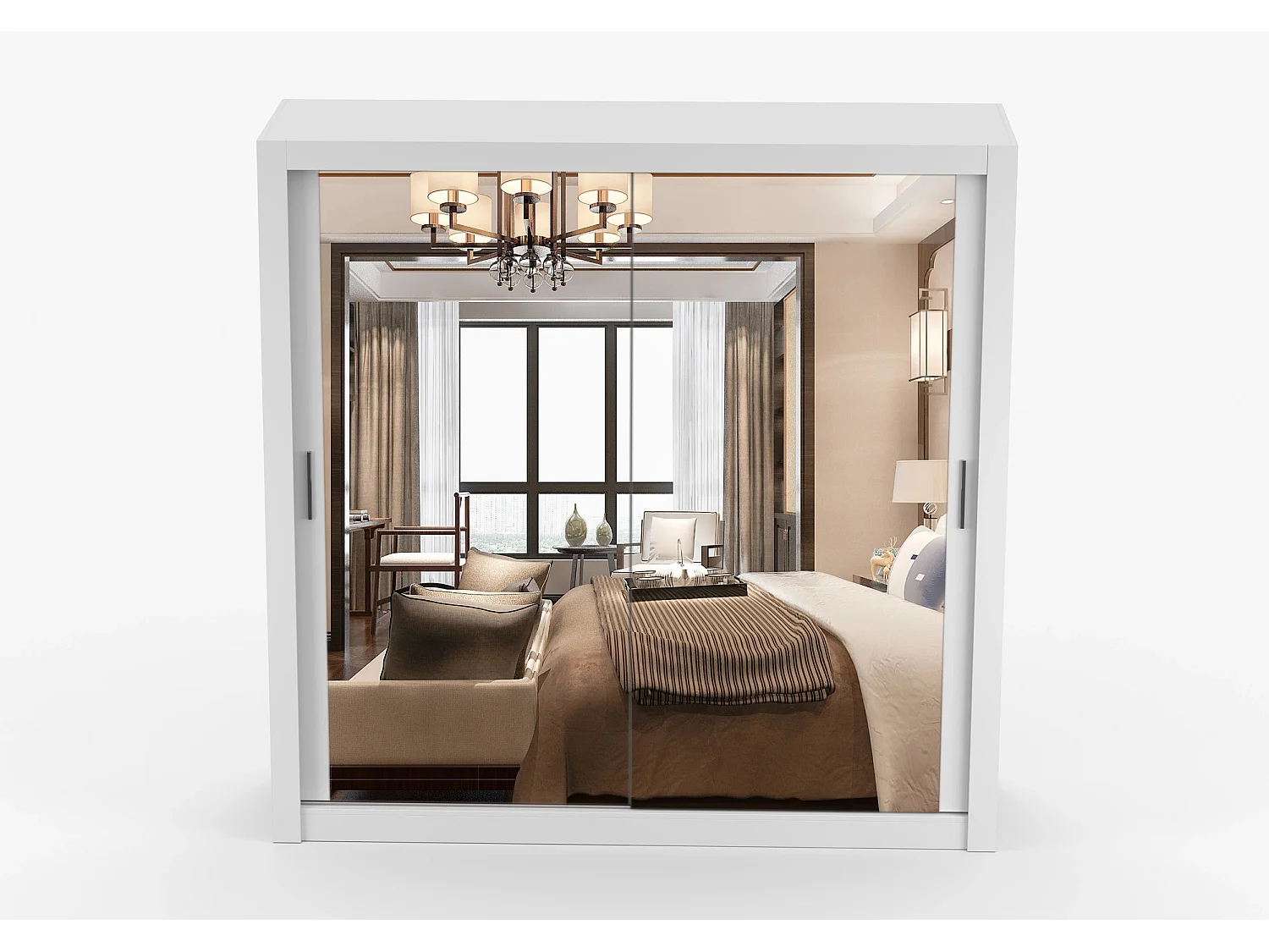 Armoire Maer 203 cm avec miroir - Blanc