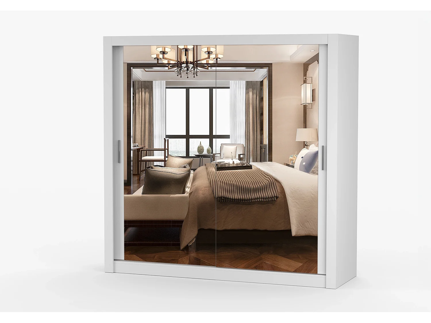 Armoire Maer 203 cm avec miroir - Blanc