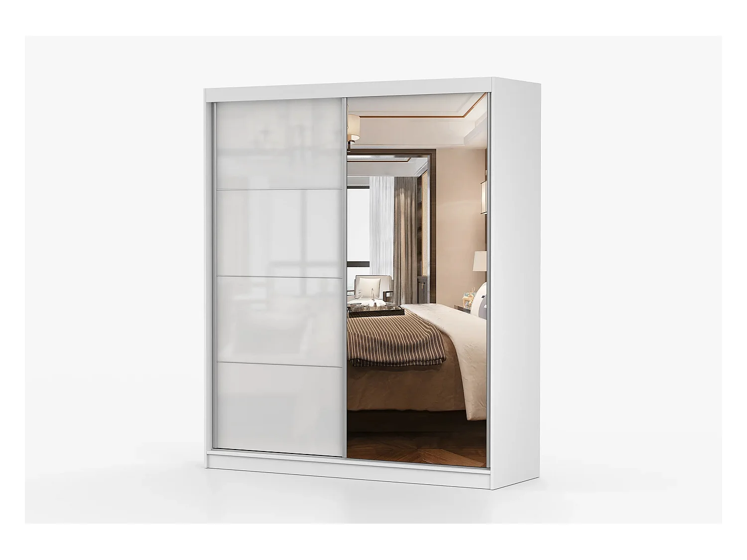 Armoire Naélie 183 cm avec miroir - Blanc