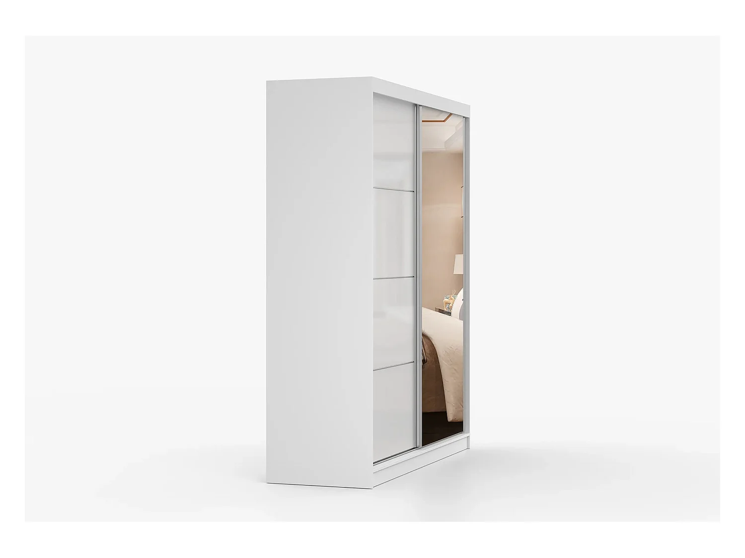 Armoire Naélie 183 cm avec miroir - Blanc