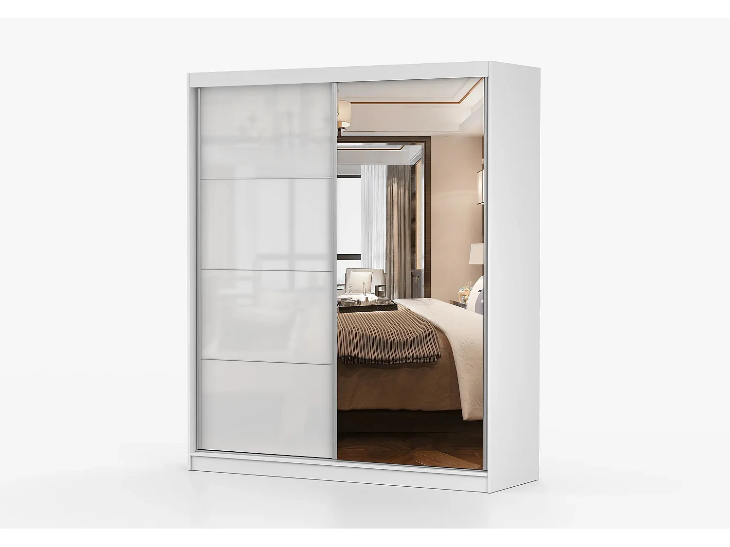 Armoire Naélie 183 cm avec miroir - Blanc