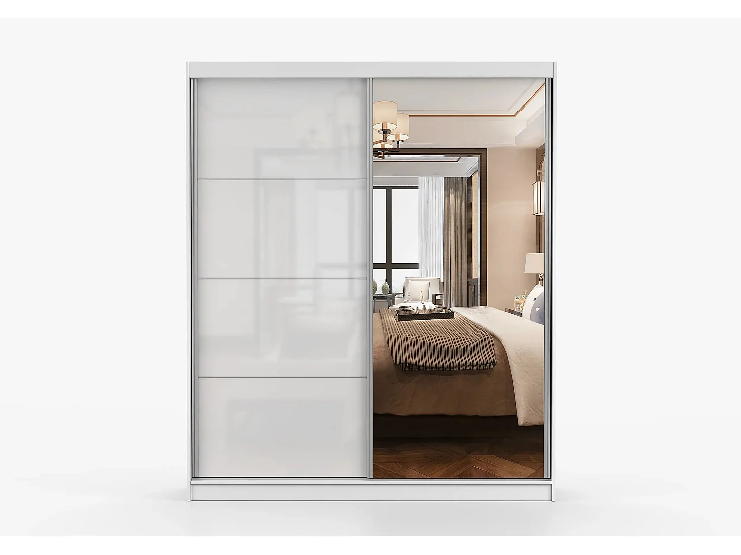 Armoire Naélie 183 cm avec miroir - Blanc