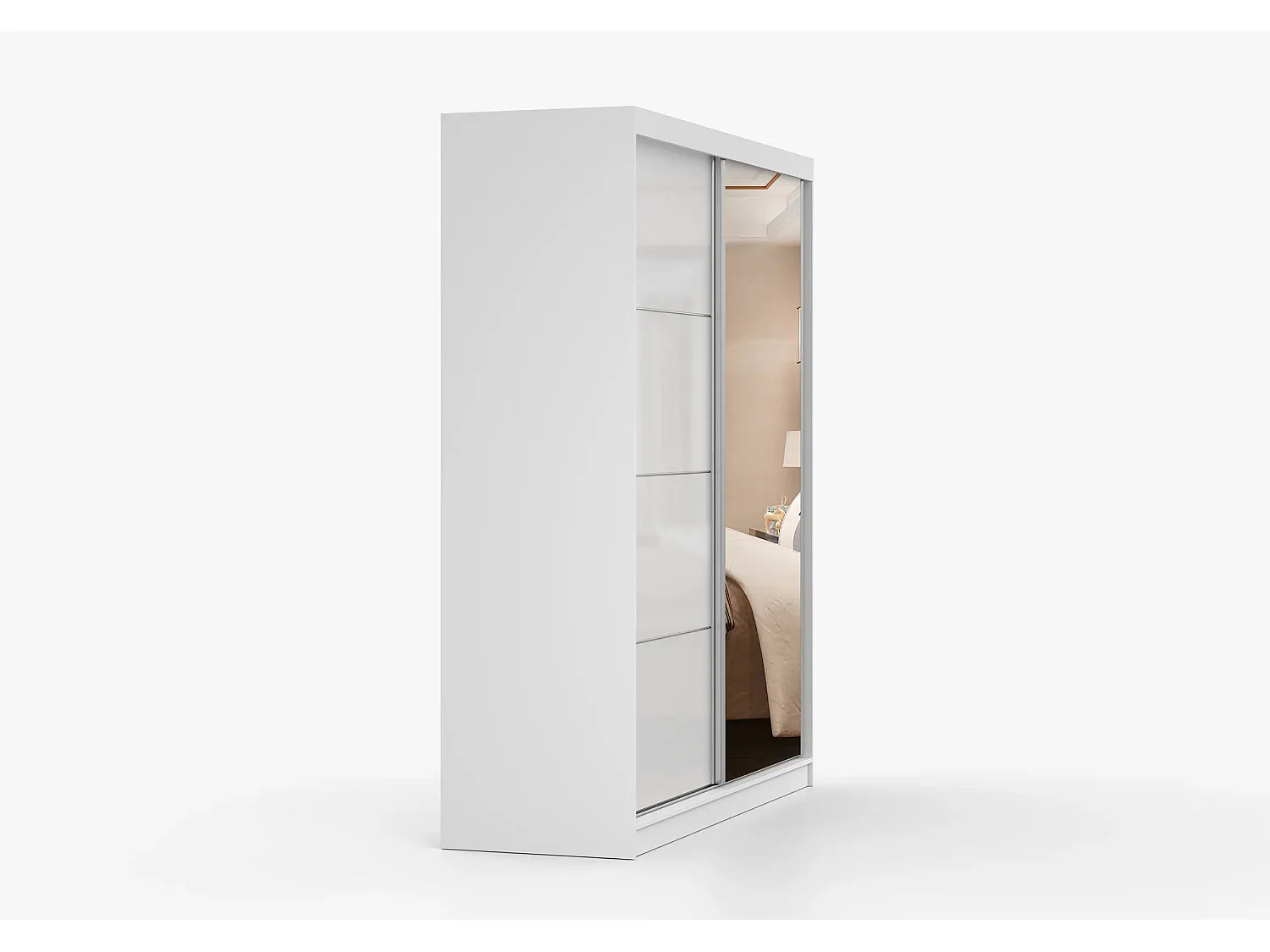 Armoire Naélie 183 cm avec miroir - Blanc