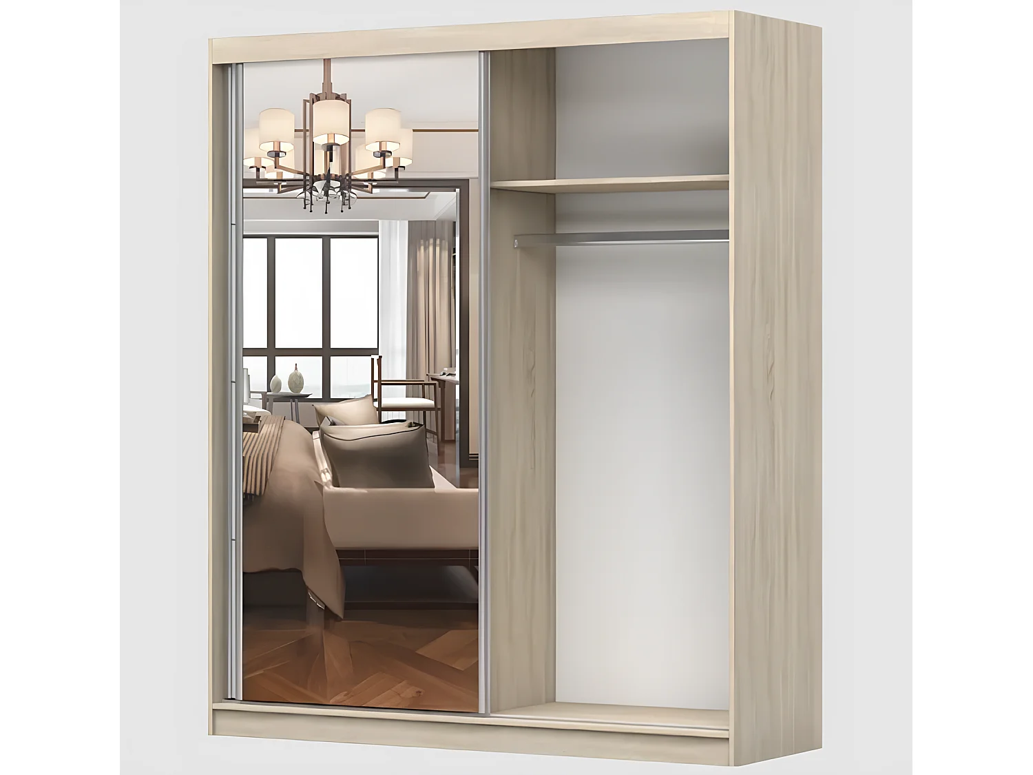 Armoire Naélie 183 cm avec miroir - Blanc