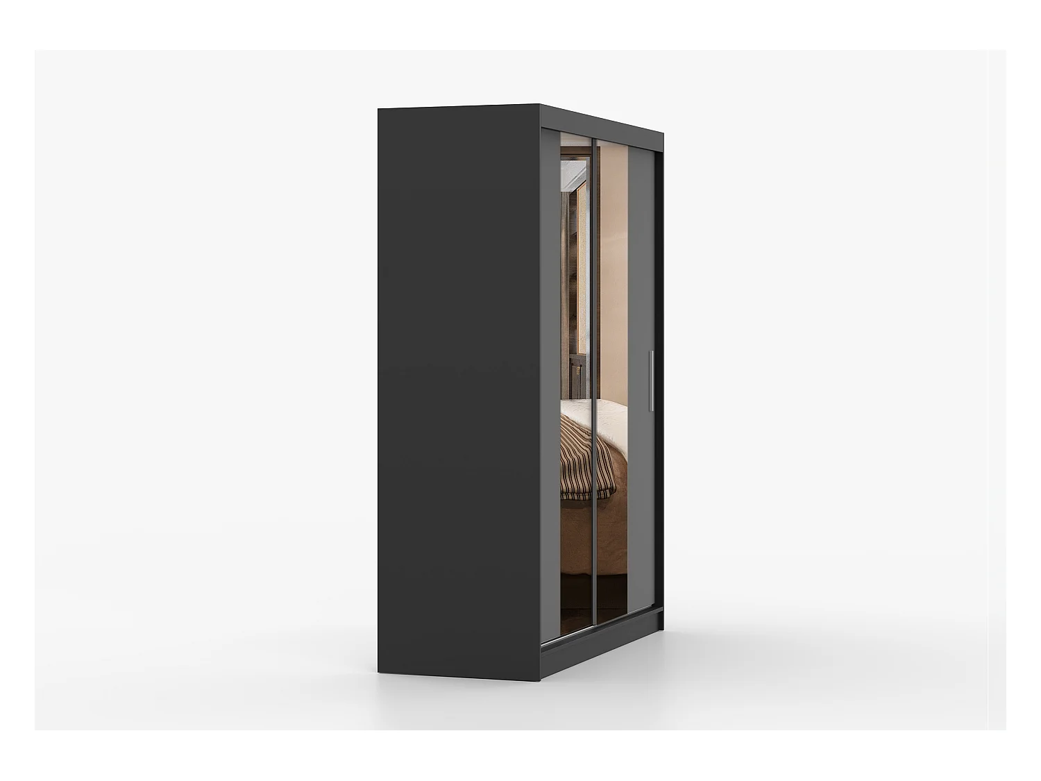 Armoire Aenora 150 cm avec miroir - Noir - Gris