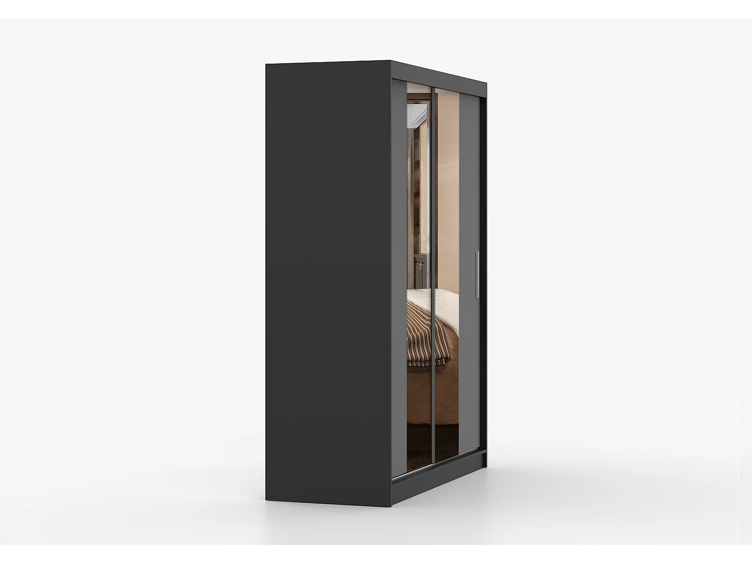 Armoire Aenora 150 cm avec miroir - Noir - Gris