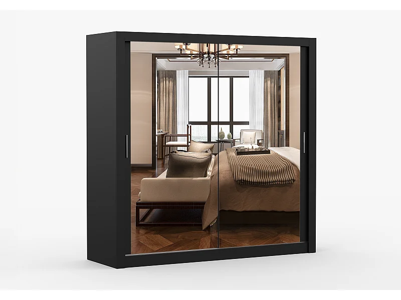Armoire Maer 203 cm avec miroir - Noir