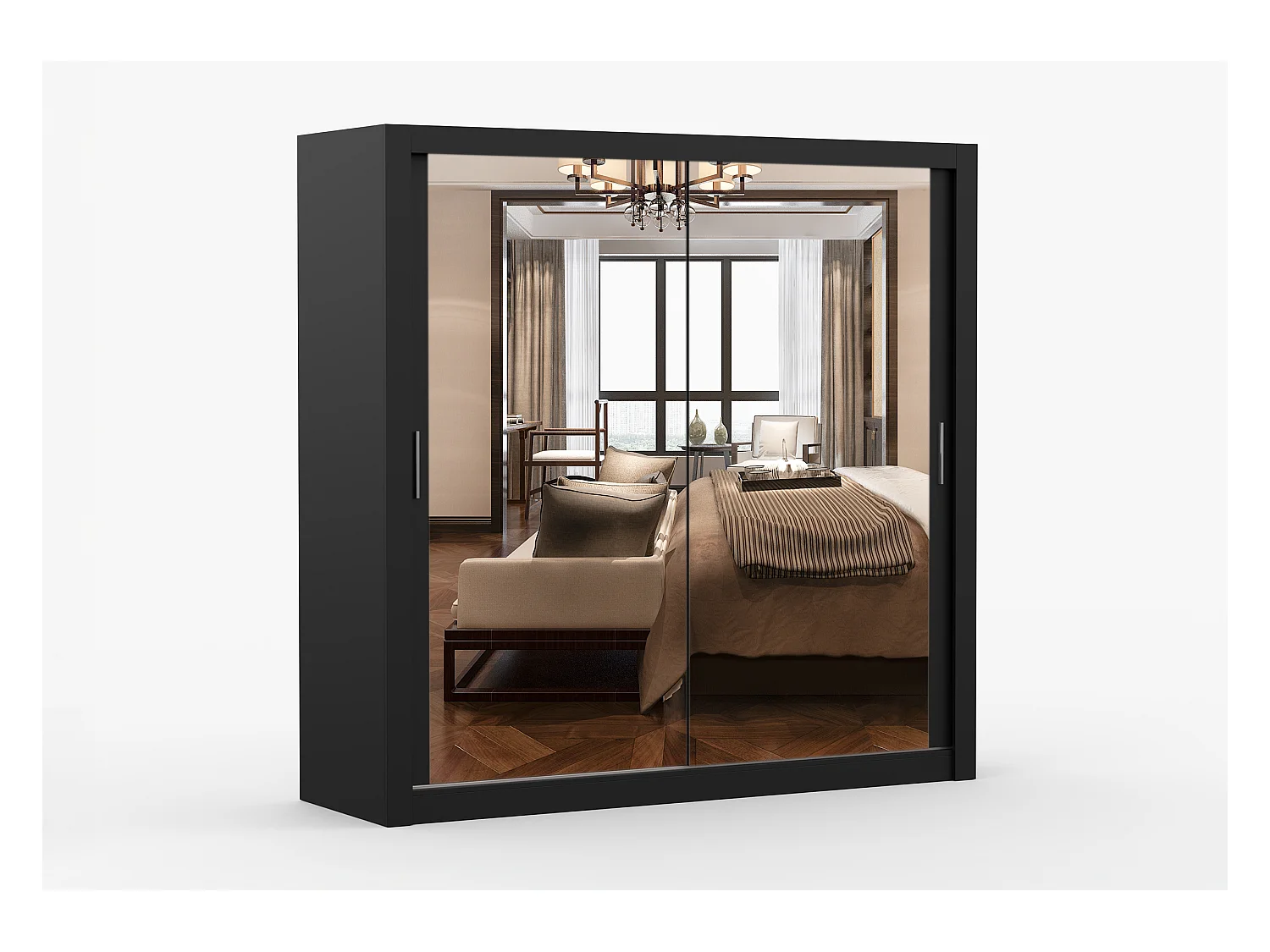 Armoire Maer 203 cm avec miroir - Noir