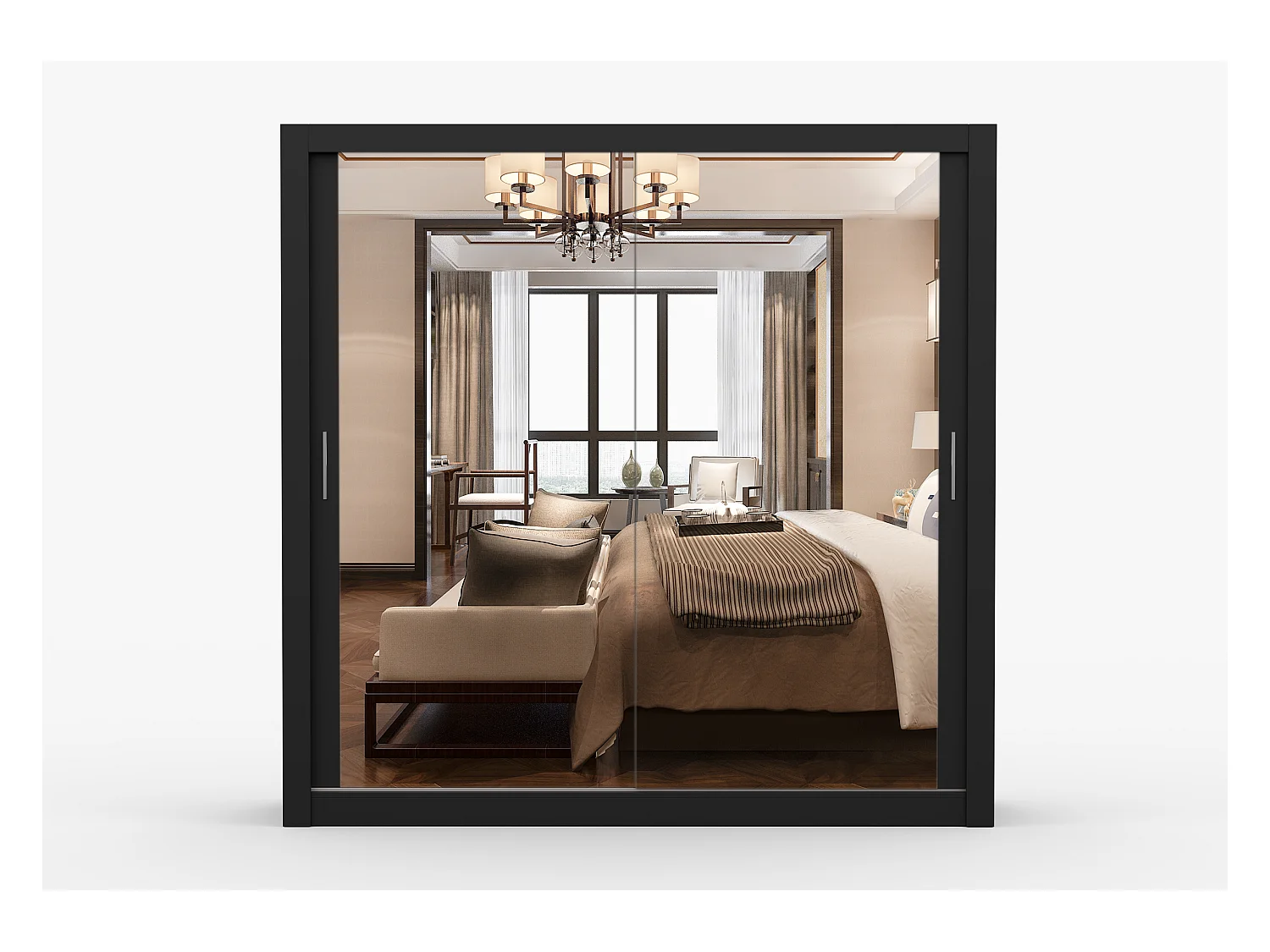 Armoire Maer 203 cm avec miroir - Noir