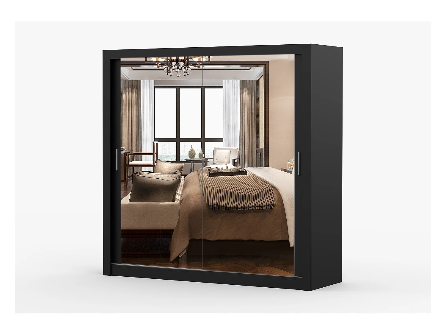 Armoire Maer 203 cm avec miroir - Noir