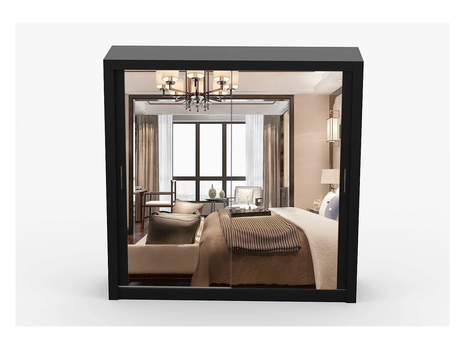 Armoire Maer 203 cm avec miroir - Noir