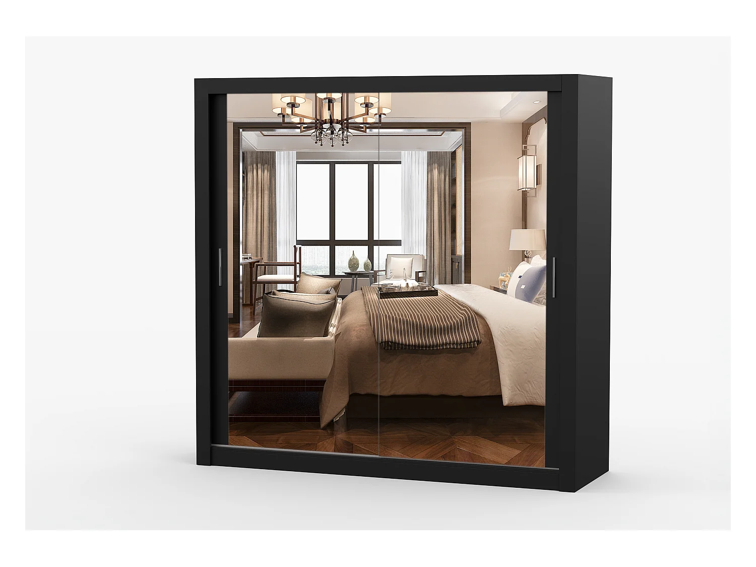 Armoire Maer 203 cm avec miroir - Noir