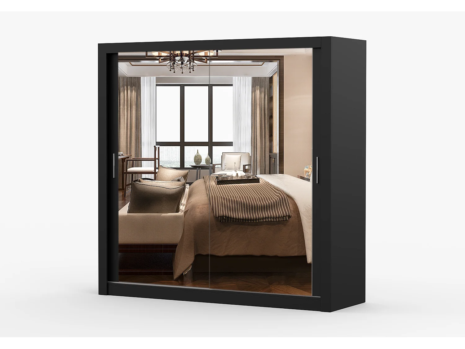Armoire Maer 203 cm avec miroir - Noir