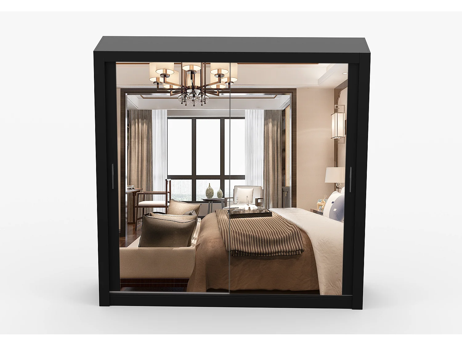 Armoire Maer 203 cm avec miroir - Noir