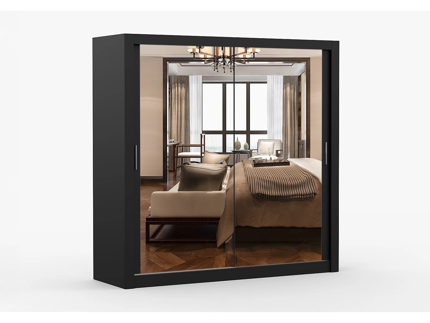 Armoire Maer 203 cm avec miroir - Noir