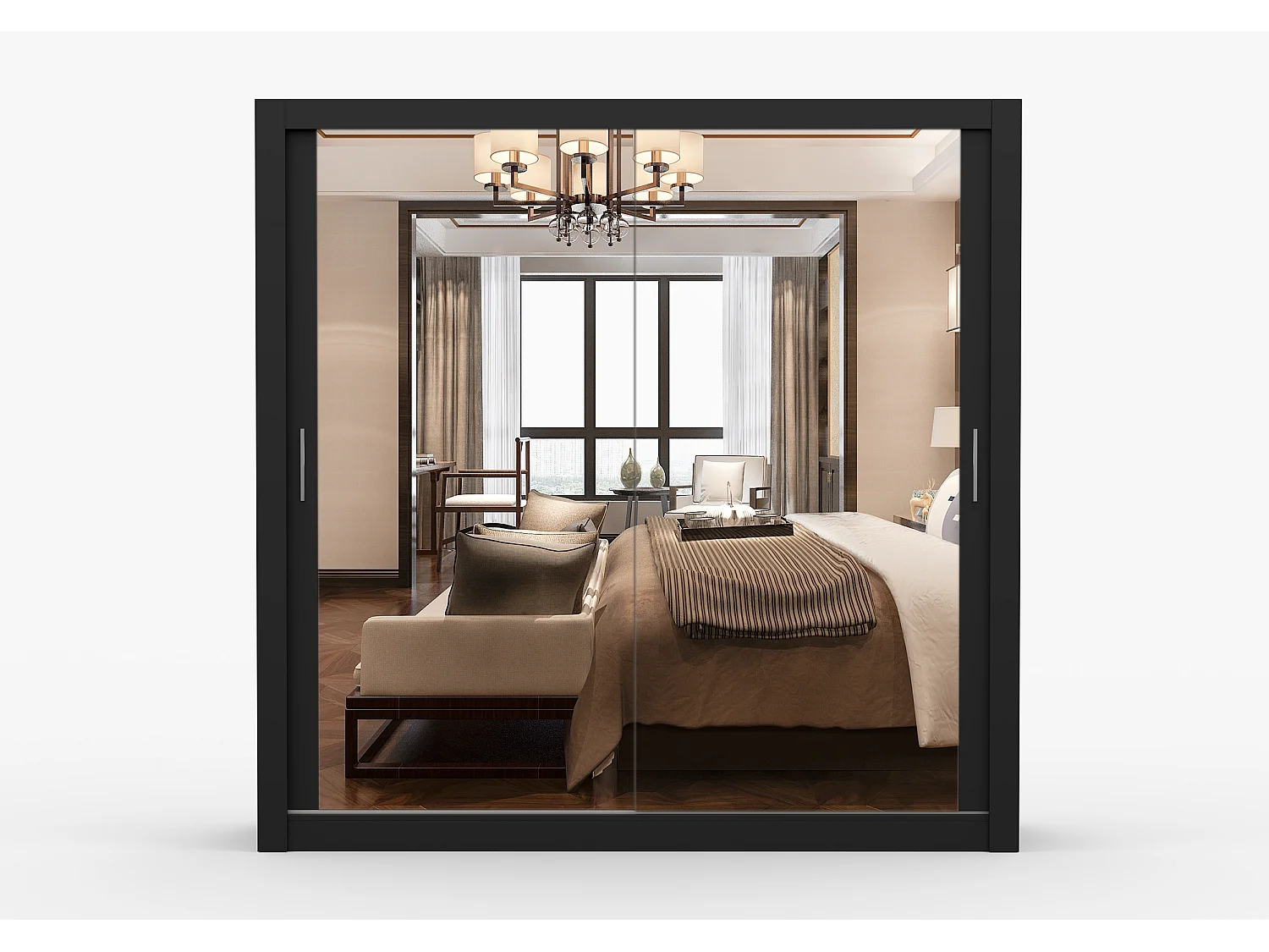 Armoire Maer 203 cm avec miroir - Noir