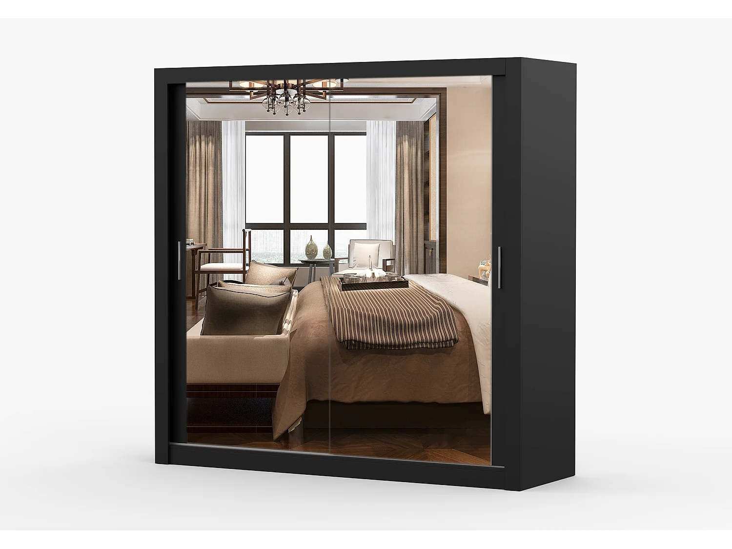 Armoire Maer 203 cm avec miroir - Noir