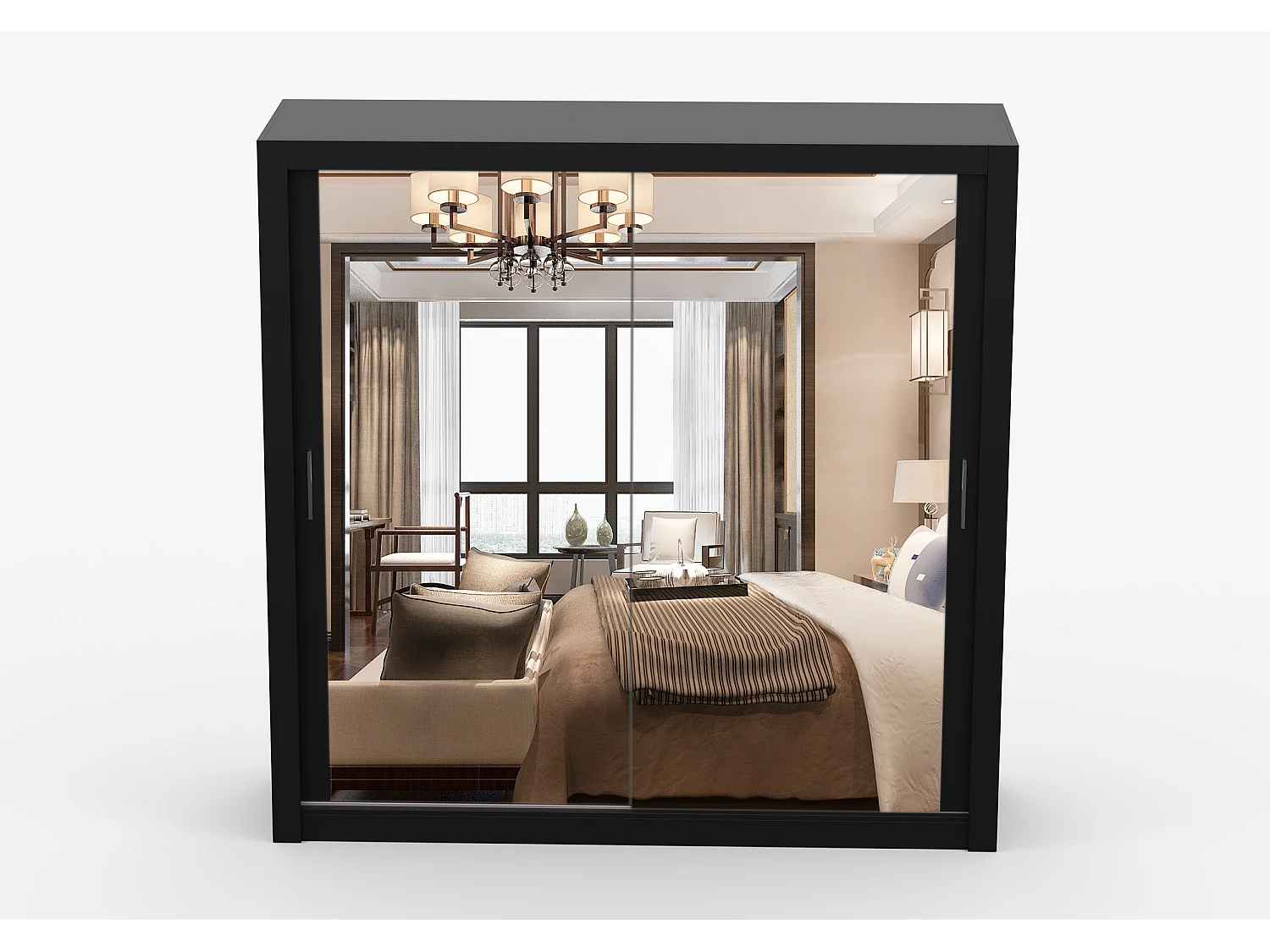 Armoire Maer 203 cm avec miroir - Noir