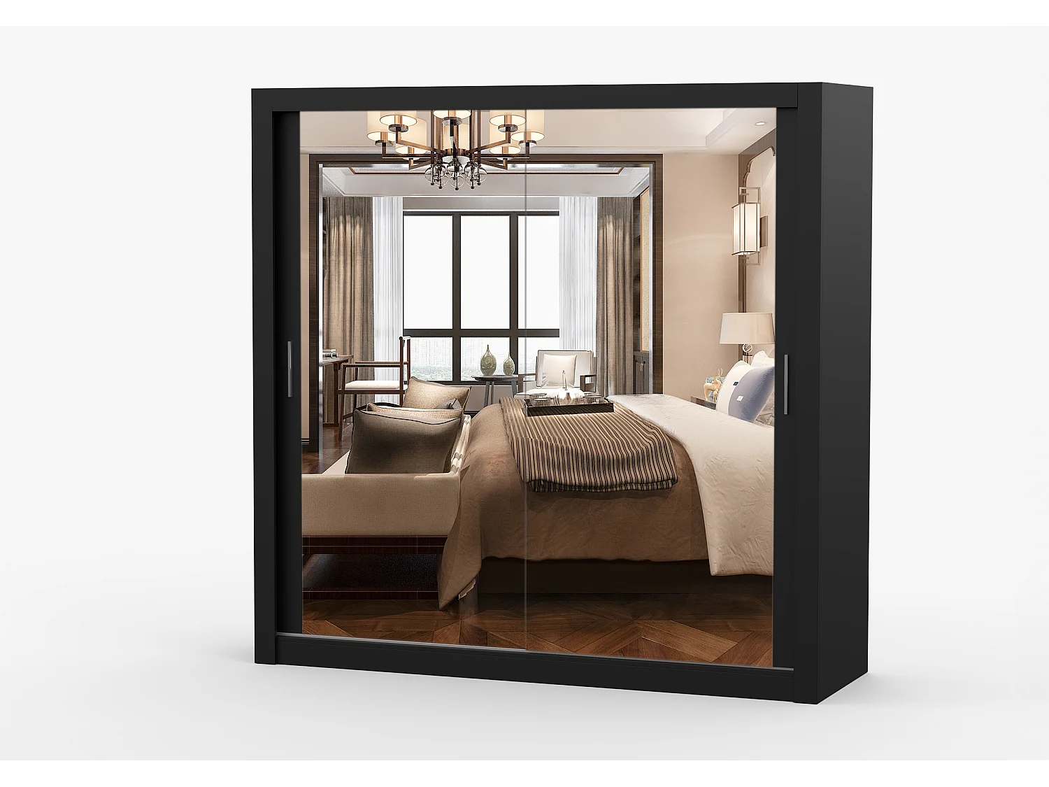 Armoire Maer 203 cm avec miroir - Noir