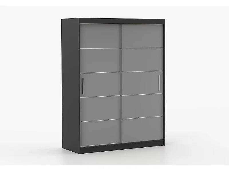 Armoire Aliona 150 cm - Noir - Gris