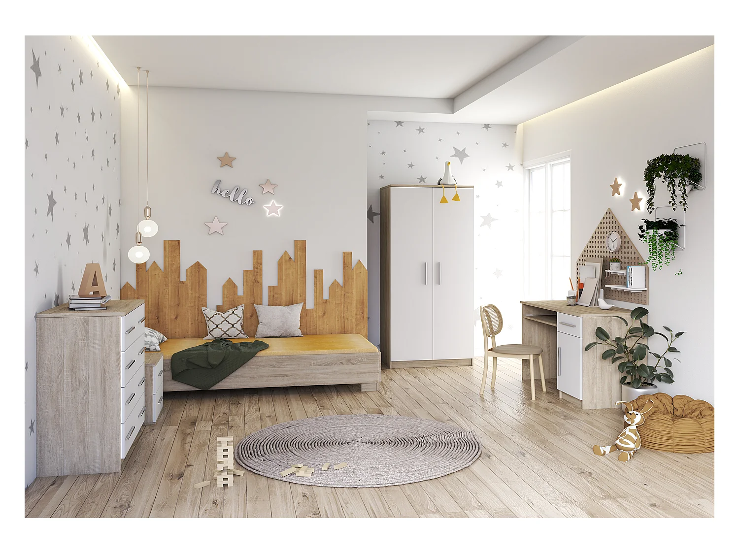 Armoire Illyria 80 cm - Chêne - Blanc