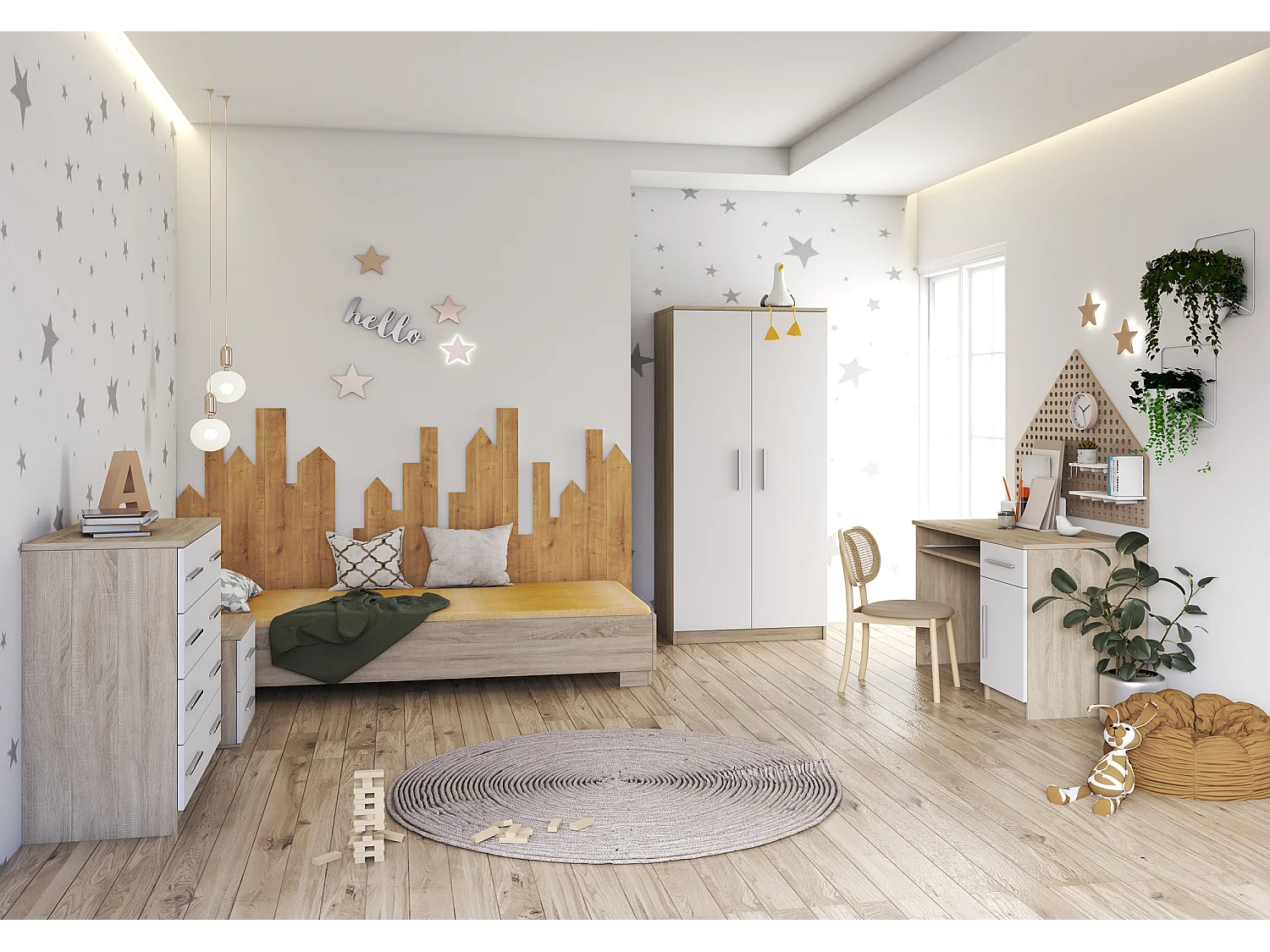 Armoire Illyria 80 cm - Chêne - Blanc