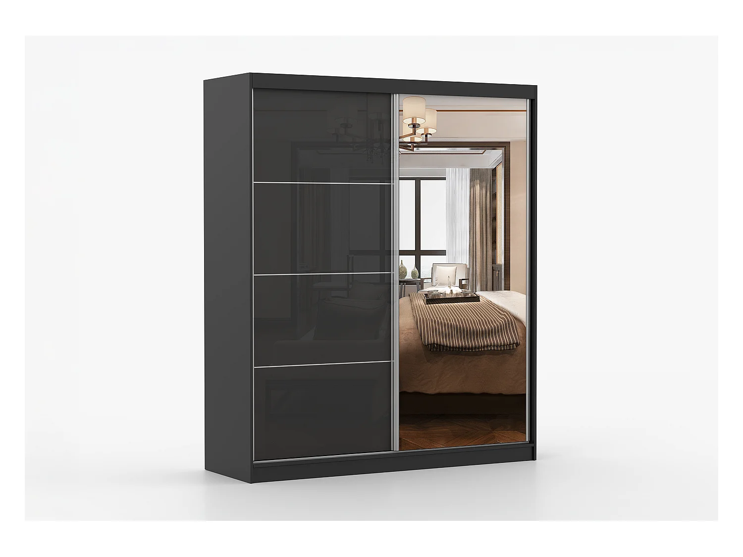 Armoire Calypso 183 cm avec miroir - Noir