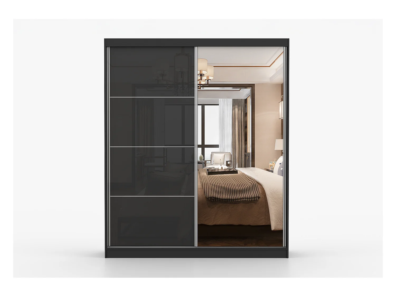 Armoire Calypso 183 cm avec miroir - Noir