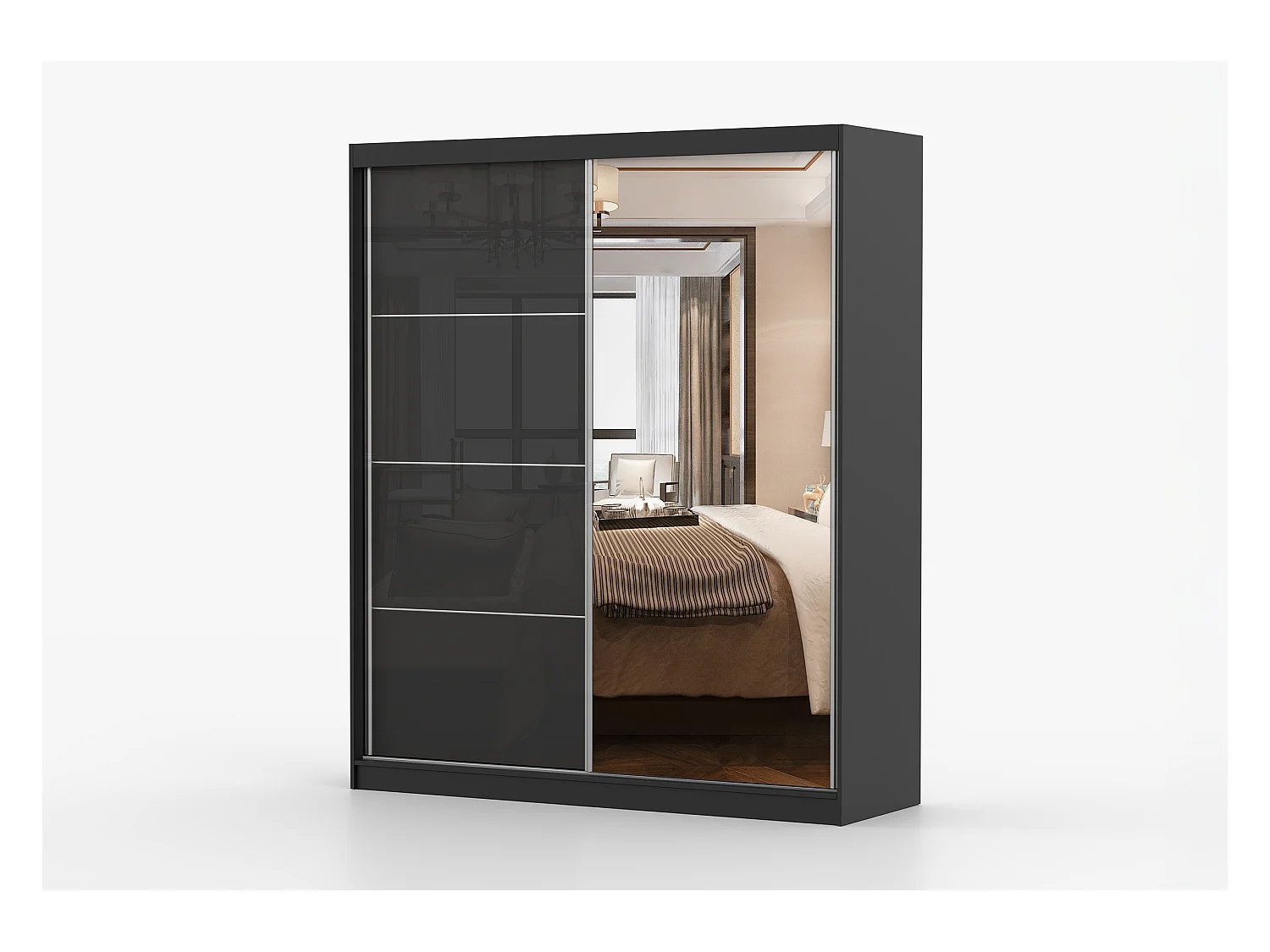 Armoire Calypso 183 cm avec miroir - Noir