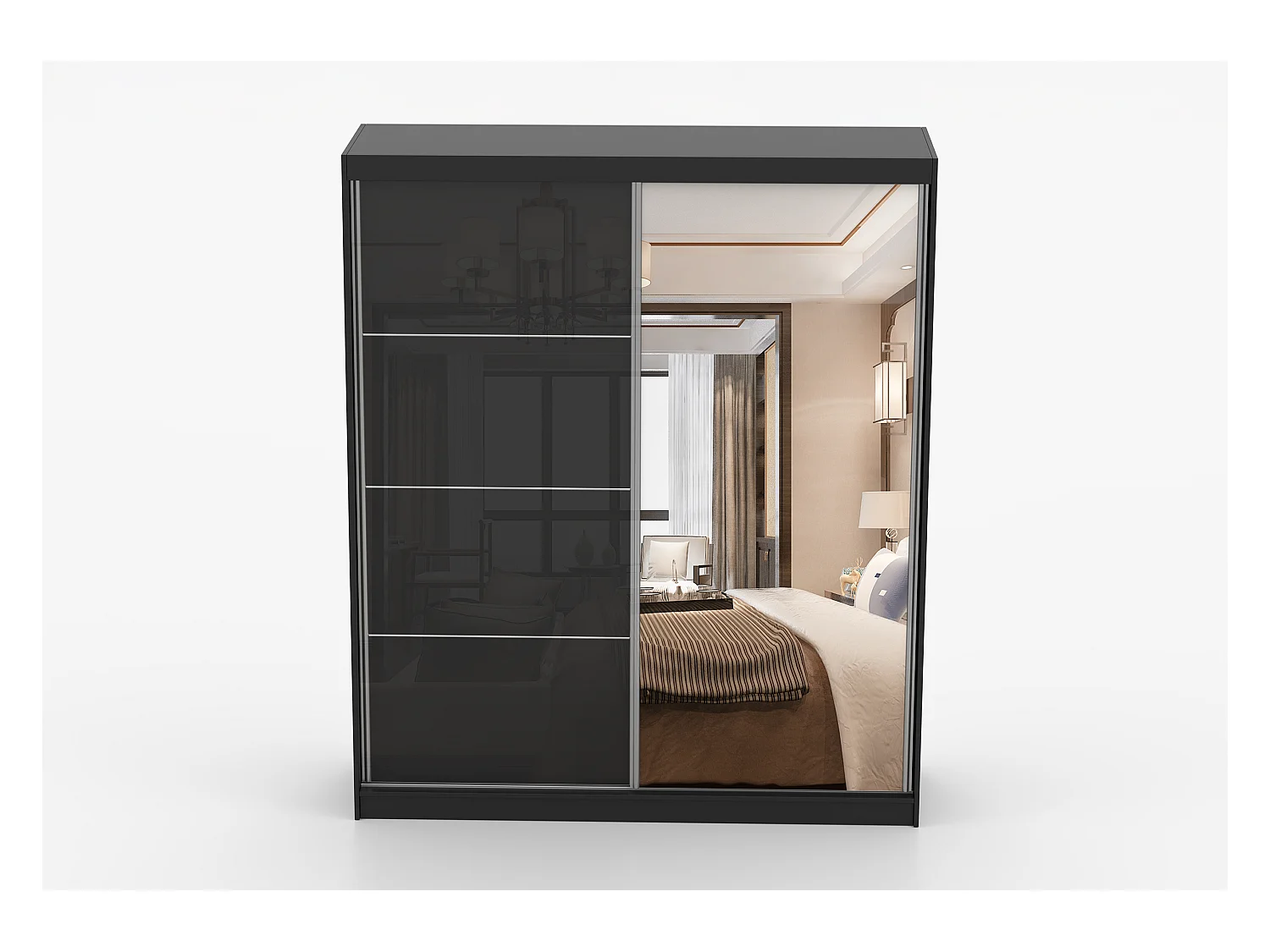 Armoire Calypso 183 cm avec miroir - Noir