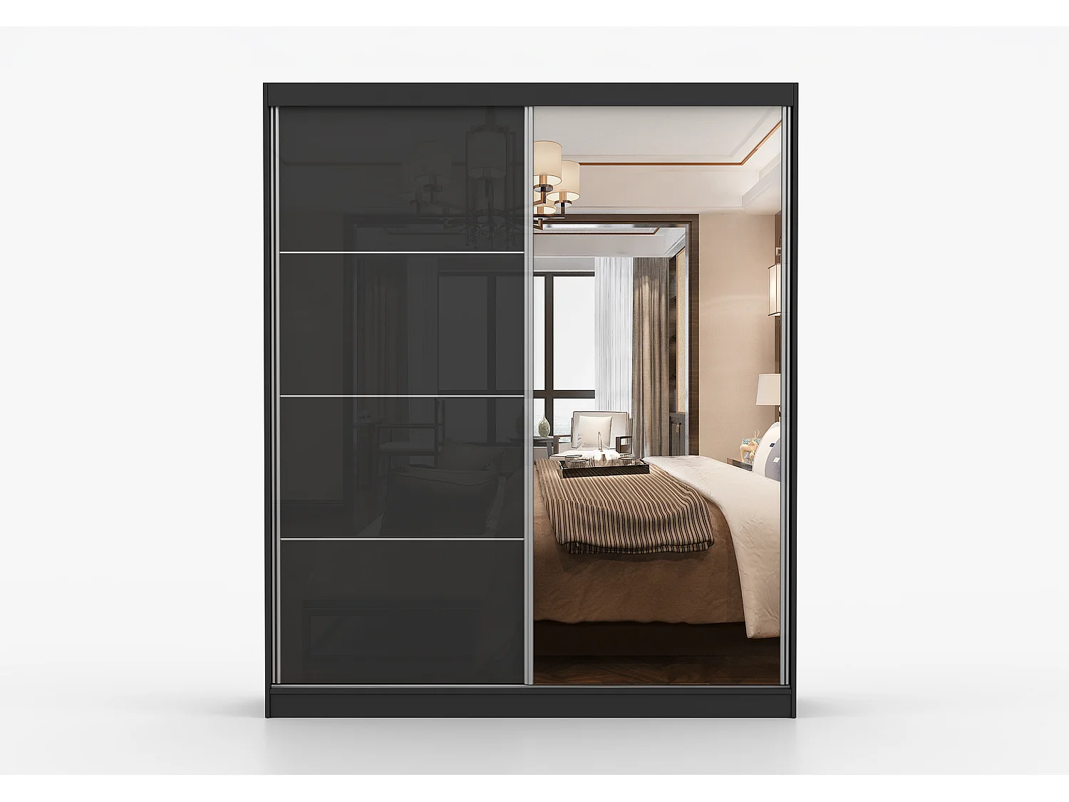 Armoire Calypso 183 cm avec miroir - Noir