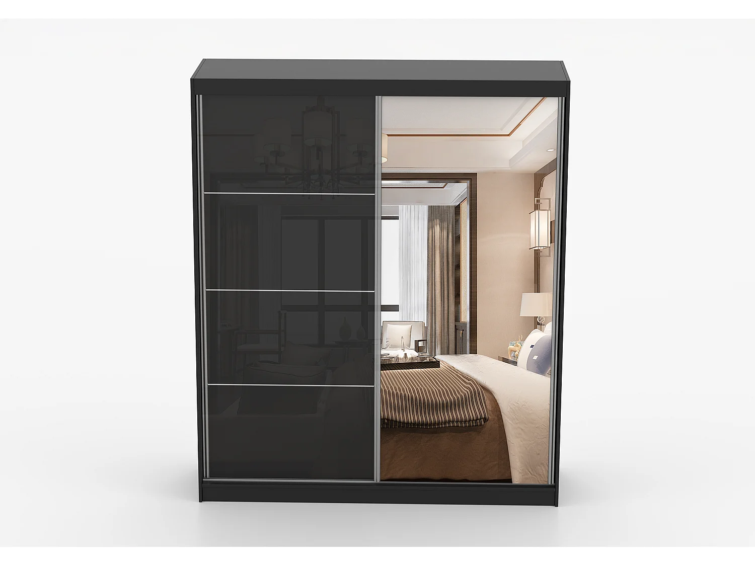 Armoire Calypso 183 cm avec miroir - Noir