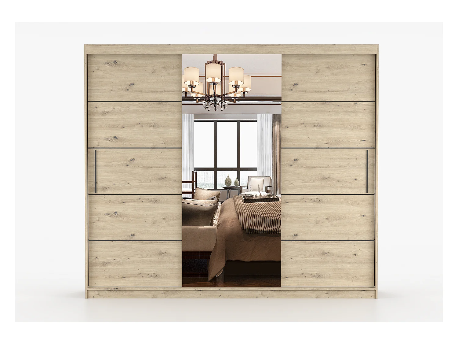 Armoire Elior 250 cm avec miroir - Effet bois