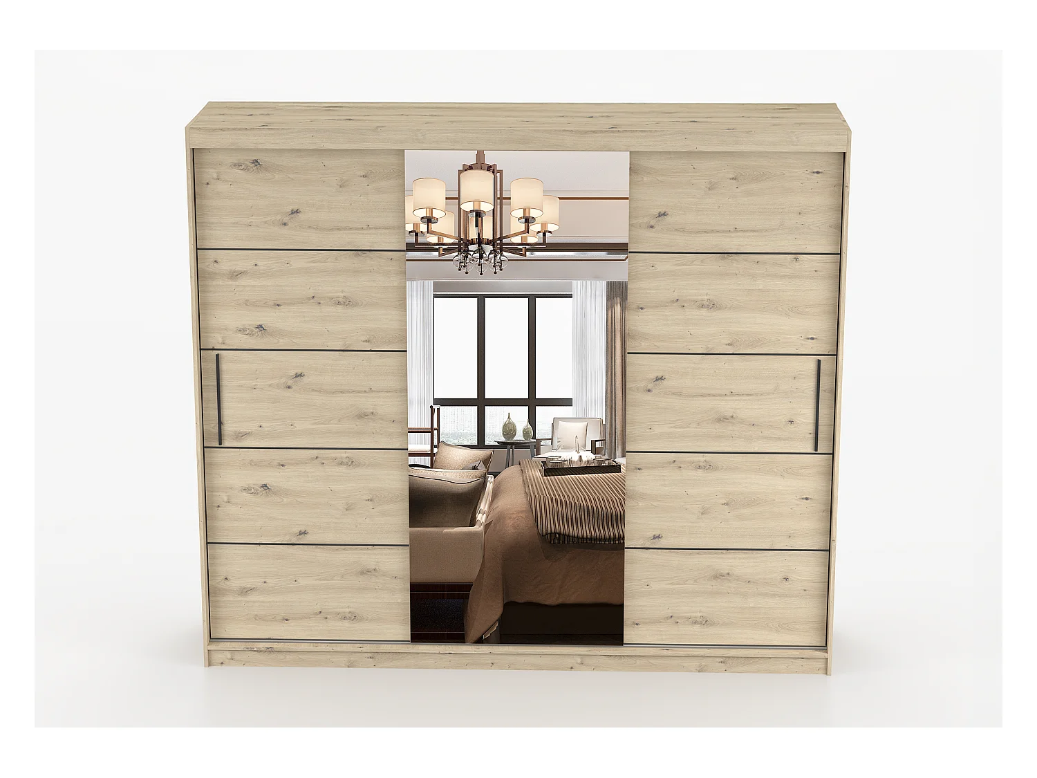 Armoire Elior 250 cm avec miroir - Effet bois