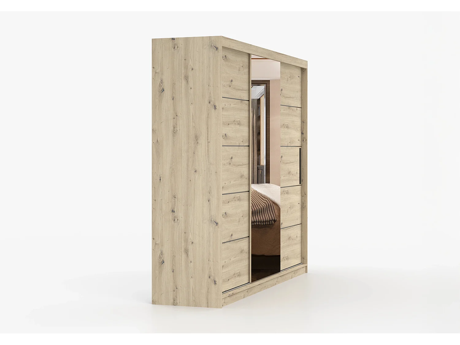 Armoire Elior 250 cm avec miroir - Effet bois