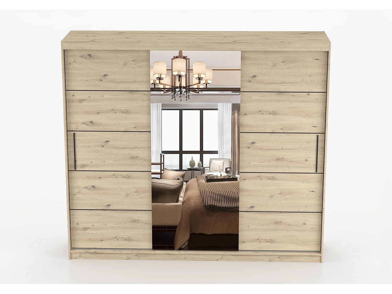 Armoire Elior 250 cm avec miroir - Effet bois