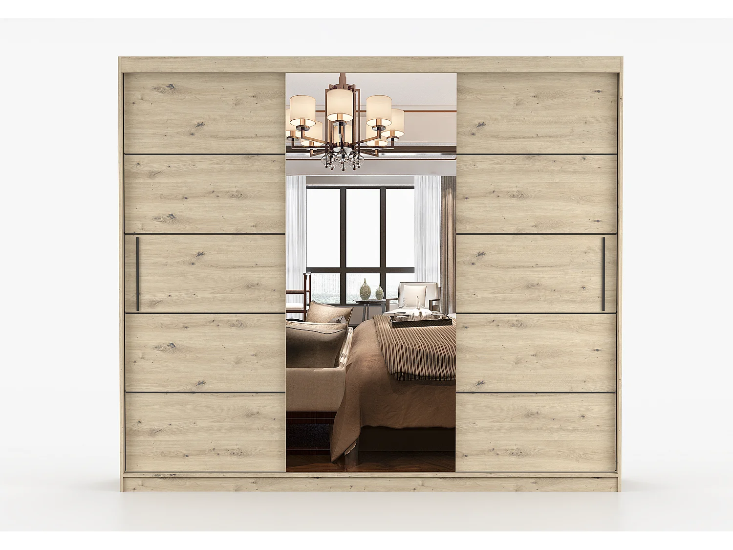 Armoire Elior 250 cm avec miroir - Effet bois