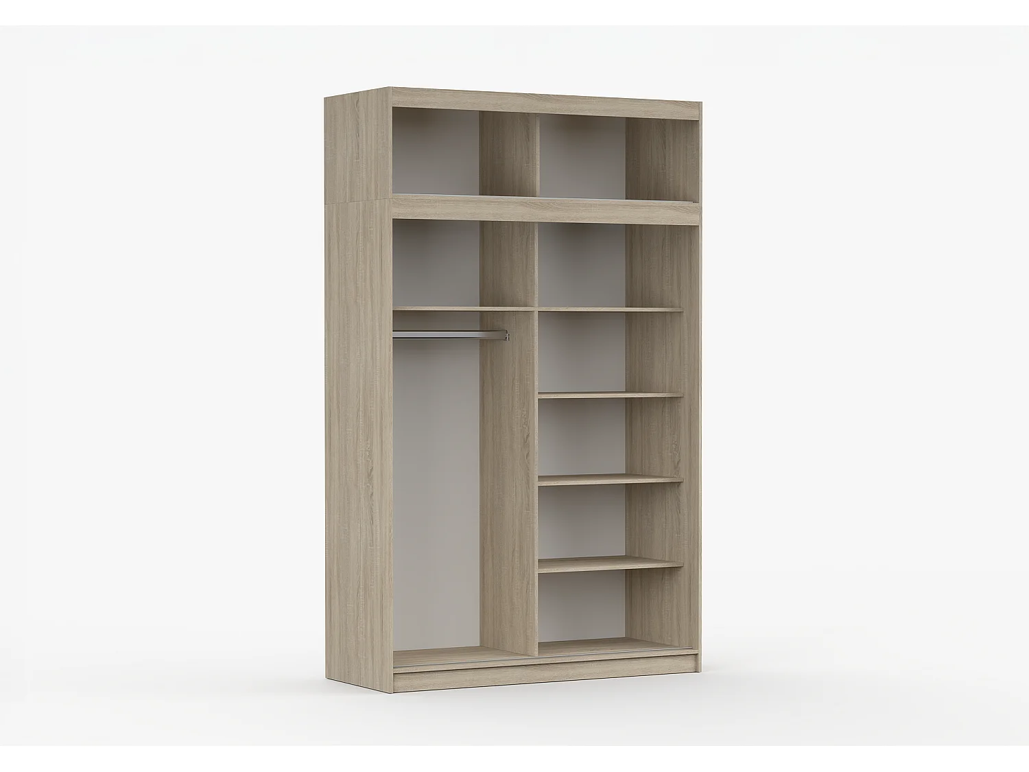 Armoire avec extension Faella 150 cm avec miroir - Chêne - Blanc