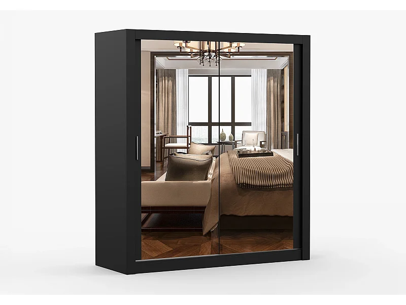 Armoire Miro 180 cm avec miroir - Noir
