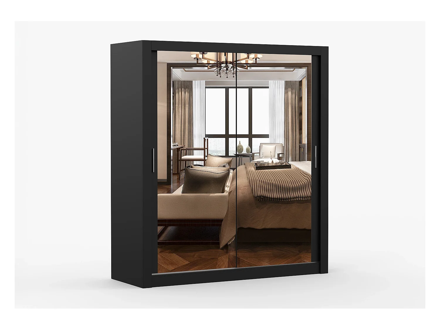 Armoire Miro 180 cm avec miroir - Noir